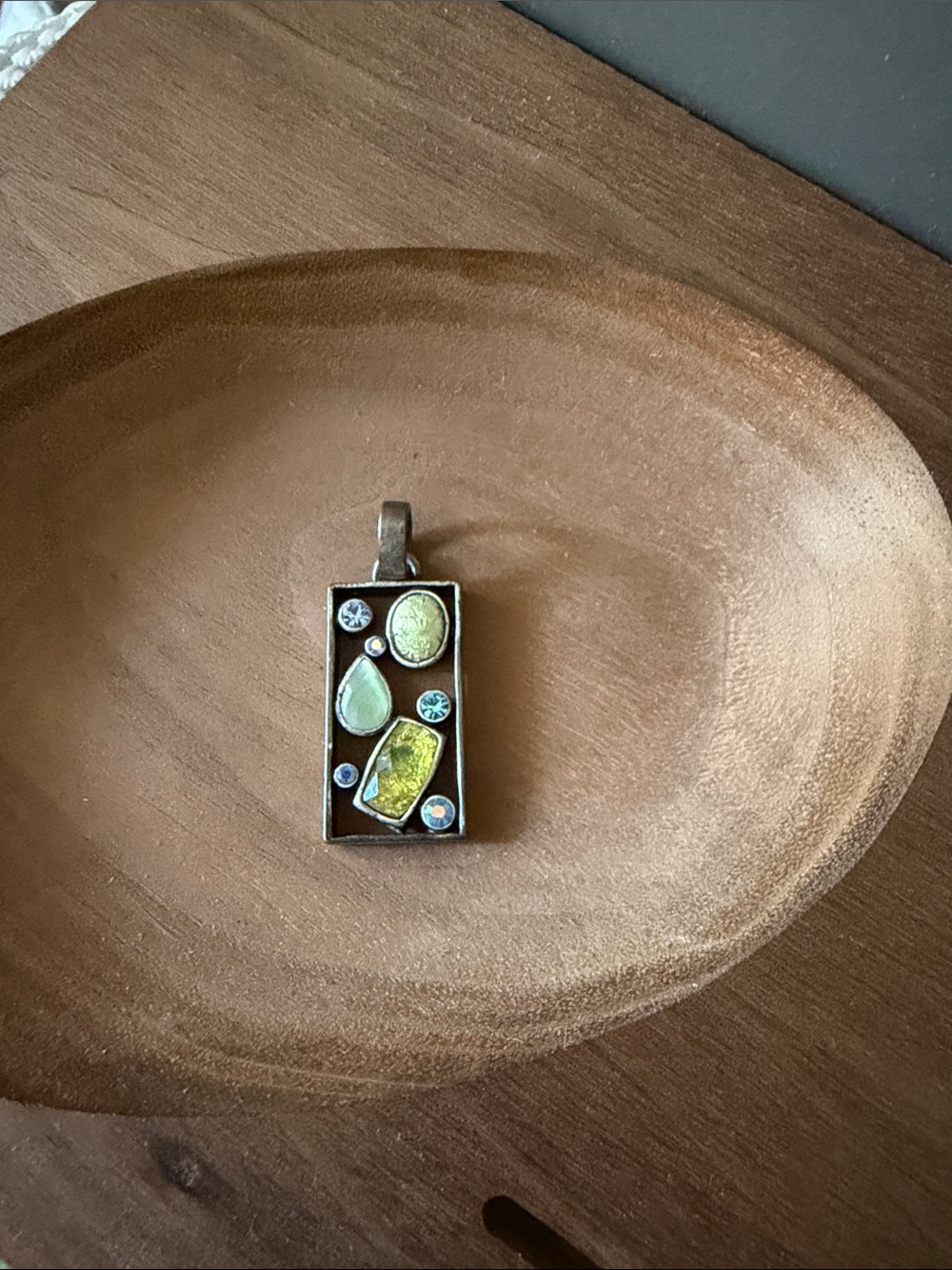 Lia Sophia Yellow Multi-Stone Rectangle Pendant Necklace